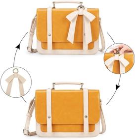 img 1 attached to ECOSUSI Small Crossbody Bags Vintage Satchel Vegan Leather Work Bag with Detachable Bow, Mustard - 1 Layer