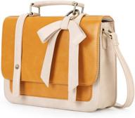 ecosusi small crossbody bags vintage satchel vegan leather work bag with detachable bow, mustard - 1 layer logo