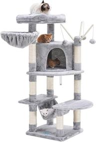 img 4 attached to 🐱 Premium Indoor Cat Tree - 50 inch Height, Sturdy Design with Scratch Posts, Spacious Cat House, Perch, Hammock, Interactive Toy - Ideal for Indoor Cats