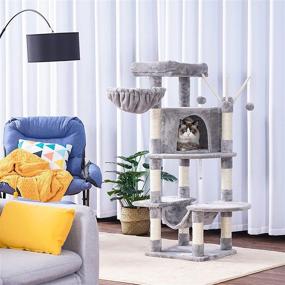 img 1 attached to 🐱 Premium Indoor Cat Tree - 50 inch Height, Sturdy Design with Scratch Posts, Spacious Cat House, Perch, Hammock, Interactive Toy - Ideal for Indoor Cats