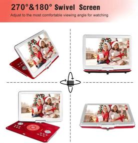 img 1 attached to Large Swivel Screen Portable DVD Player - 16.9&#34; with 5 Hrs Rechargeable Battery, USB SD Card Support, Car Charger - Red