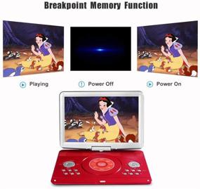 img 3 attached to Large Swivel Screen Portable DVD Player - 16.9&#34; with 5 Hrs Rechargeable Battery, USB SD Card Support, Car Charger - Red