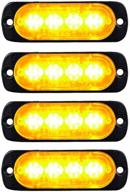 🚨 xt auto 4-led amber emergency beacon strobe light bar - waterproof & versatile flashing light for cars, trucks, suvs, atvs - pack of 4 logo