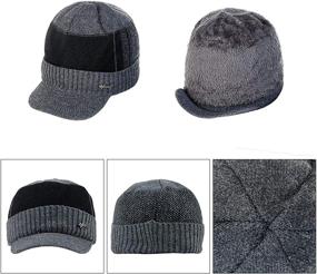 img 1 attached to Stay Cozy and Stylish with YOYEAH Men's Winter Newsboy Hat: Warm Knit Beanie Cap with Fleece Lining, Visor, and Skull Ski Design