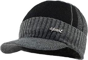 img 4 attached to Stay Cozy and Stylish with YOYEAH Men's Winter Newsboy Hat: Warm Knit Beanie Cap with Fleece Lining, Visor, and Skull Ski Design