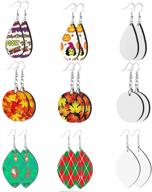 🎃 gausky 18pcs sublimation earring blanks: heat transfer mdf teardrop earrings for halloween, christmas, valentine's day - perfect women's diy crafts & gifts logo