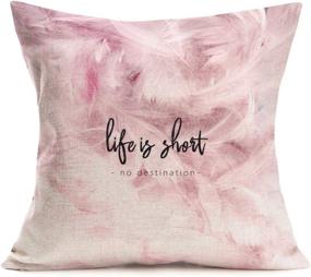 img 3 attached to 🌸 Pink Sweet Series: Journey Lettering Decorative Throw Pillow Covers - Set of 4 | 18x18 Square Pillowcases for Home Couch Bed | Summer Pillowslips in Pink Style