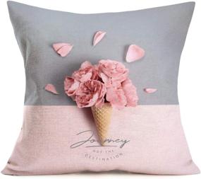 img 2 attached to 🌸 Pink Sweet Series: Journey Lettering Decorative Throw Pillow Covers - Set of 4 | 18x18 Square Pillowcases for Home Couch Bed | Summer Pillowslips in Pink Style