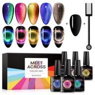 transform your nails with the meet across 9d cat eye gel nail polish set - starry sky magic effect | uv led soak off | 6 color manicure kit | includes free magnet stick logo