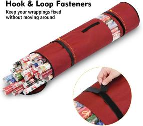 img 2 attached to 🎁 Sunkorto Red Wrapping Paper Storage Bag with Handle & Shrink Strap, Durable 600D Oxford Tube Bag for Storing Multiple Rolls of Gift Wrap, 40 Inch Length