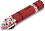 🎁 sunkorto red wrapping paper storage bag with handle & shrink strap, durable 600d oxford tube bag for storing multiple rolls of gift wrap, 40 inch length logo