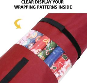img 1 attached to 🎁 Sunkorto Red Wrapping Paper Storage Bag with Handle & Shrink Strap, Durable 600D Oxford Tube Bag for Storing Multiple Rolls of Gift Wrap, 40 Inch Length