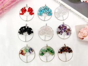 img 2 attached to 🌳 Pamir Tong Wholesale 2-Inch 9pcs Gemstone Chakra Crystal Tree of Life Pendant: Elevate Your Jewelry Making with Healing Stone Pendants (MCG19)