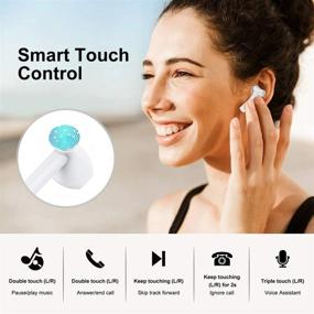 img 3 attached to Bluetooth 5.0 Wireless Earbuds with Touch Control and Charging Case - Ultimate Sound Experience for Android/iPhone