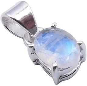 img 1 attached to SilverStarJewel Rainbow Moonstone Pendant Sterling Women's Jewelry