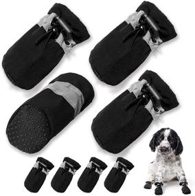 img 4 attached to 🐾 8PCS Dog Shoes Paw Protector Winter Booties for Small Medium Dogs and Puppies - CALHNNA Snow Pet Boots