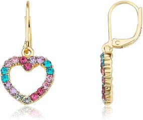 img 4 attached to 14k Gold-Plated Multi Color Rainbow Dangle Leverback Earrings for Kids - Little Miss Twin Stars - Hypoallergenic, Nickel-Free & Sensitive Ear Friendly