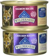 🐱 blue buffalo wilderness grain-free variety pack wet kitten food - salmon & chicken flavors - 12 cans (3 ounce each) logo