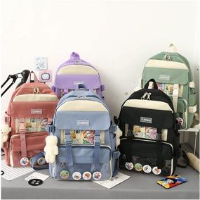 img 1 attached to Backpack Pendant Canvas Kawaii School Backpacks in Laptop Backpacks