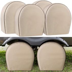 img 4 attached to 🚗 Leader Accessories 4-Pack Tire Covers - 32"-34.5" Diameter Tires, Heavy Duty 600D Oxford Wheel Covers with Waterproof PVC Coating - Tire Protectors for RV Trailer Camper Car Truck Jeep SUV Wheel, Tan