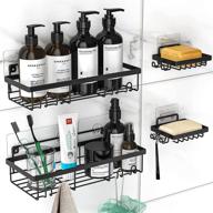 🚿 2-pack moforoco shower caddy shelf organizer with hooks, adhesive black bathroom accessories basket shelves, rustproof stainless steel, no drilling wall mount shower storage accessories with 2 soap dishes logo