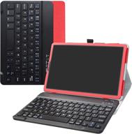 🔴 galaxy tab s5e 10.5 keyboard case - slim pu leather cover with removable wireless keyboard - red logo