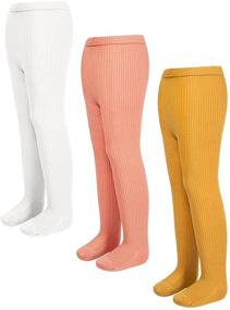 img 4 attached to Adorable and Comfortable Girls Tights - 3 Pack of Cotton Leggings for Baby Girls