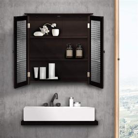 img 2 attached to 🚽 Stylish Teamson Home Chesterfield Detachable Bathroom Cabinet, Espresso - Practical One-Size Storage Solution
