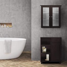 img 3 attached to 🚽 Stylish Teamson Home Chesterfield Detachable Bathroom Cabinet, Espresso - Practical One-Size Storage Solution