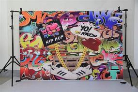 img 1 attached to 🎉 Mehofoto 90s Themed Backdrop Graffiti Hip Hop 90's Party Background - 7x5ft Vinyl We Love The 90s Party Banner Decoration Supplies