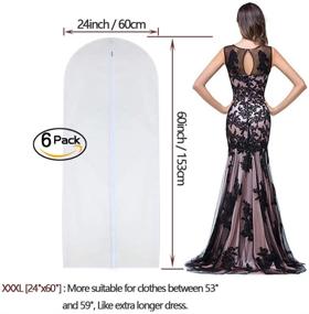 img 3 attached to 👗 Clear Long Dress Garment Bag 24'' x 60'' - Pack of 6 White Hanging Garment Bags with Zipper - Breathable Full Zipper Dust Cover for Clothes Storage in Closet