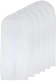 img 4 attached to 👗 Clear Long Dress Garment Bag 24'' x 60'' - Pack of 6 White Hanging Garment Bags with Zipper - Breathable Full Zipper Dust Cover for Clothes Storage in Closet