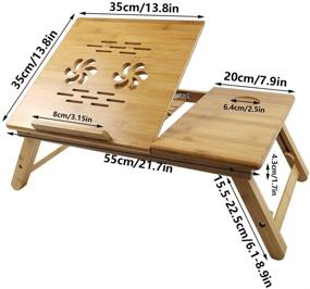 img 2 attached to 🌸 KKTONER Adjustable Bamboo Laptop Stand Lap Desk with Flower Pattern - Foldable Bed Tray for Breakfast, Serving, and Natural Home Decor