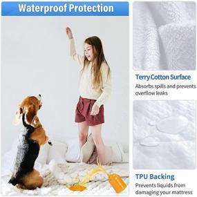 img 2 attached to 🛏️ Full Size Waterproof Mattress Protector - Soft Cotton Terry Cover for Kids, Pets & Adults - Washable & Noiseless - Fitted Sheet with Deep Pocket - 54"x75