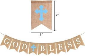img 3 attached to 🎉 Blue Elegant Cross Paper Fan, Pom Poms, Lanterns, and Balloons Party Decoration Set - Ideal for Baptism, First Communion, Baby Shower, and Christening Events - God Bless Banner Cake Topper Included