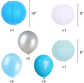 img 1 attached to 🎉 Blue Elegant Cross Paper Fan, Pom Poms, Lanterns, and Balloons Party Decoration Set - Ideal for Baptism, First Communion, Baby Shower, and Christening Events - God Bless Banner Cake Topper Included