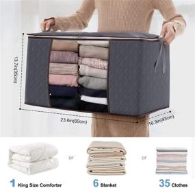 img 3 attached to 👕 Lifewit Large Capacity Clothes Storage Bag Organizer 3 Pack - Durable, Foldable & Stylish - Ideal for Comforters, Blankets, Bedding - 90L, Grey (with Reinforced Handle, Thick Fabric, Sturdy Zipper, Clear Window)