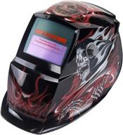 🔥 holulo solar power auto darkening welding helmet - lightning red, wide viewing field, ideal for mig, tig, and arc welding logo