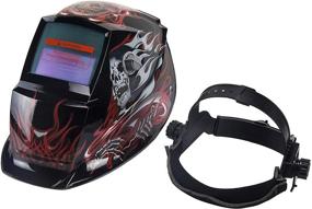 img 1 attached to 🔥 Holulo Solar Power Auto Darkening Welding Helmet - Lightning Red, Wide Viewing Field, Ideal for MIG, TIG, and ARC Welding