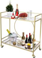 🍾 stylish large gold rolling bar cart with mirrored shelves & lockable wheels – perfect for kitchen, club, living room | 36" l x 15" w x 37.5" h logo