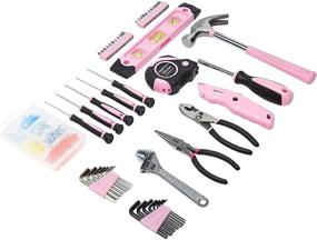 img 4 attached to Amazon Basics Pink Household Tool Set - 150-Piece Kit with Storage Box