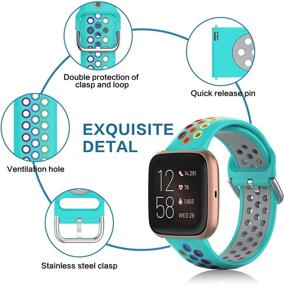 img 3 attached to «Цветные силиконовые радужные браслеты для Fitbit Versa 3/Sense и Versa 2/Lite/SE - запасной спортивный ремешок для женщин и мужчин»