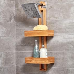 img 1 attached to 🚿 Organize Your Shower with the iDesign Formbu Bamboo Hanging Shower Caddy: Perfect for Shampoo, Conditioner, Soap, Razors, Towels, Loofahs, and More!