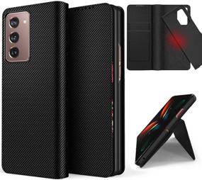 img 4 attached to 📱 CENMASO Samsung Galaxy Z Fold 2 Case - All-Inclusive Anti-Fall Protective Cover | Galaxyz Fold 2 5G Folding Screen Stylish Carbon Brazing Leather Case (Fiber Black)