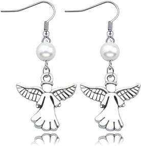 img 4 attached to 👼 Divine Guardian Angel Earrings: Exquisite Charm Jewelry for Women and Girls, Perfect Saints Gifts and Christmas Delights