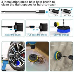 img 1 attached to 🛠️ Ultimate 32 Piece Drill Brush Attachment Set: Yasolote Power Scrubber Drill Brush Kit for Efficient Cleaning - Scrub Brush with Extend Long Attachment & Scrubbing Pads Cleaning Kit for Tile Sealants, Bathtub, Sinks, Floor, Wheels, Carp