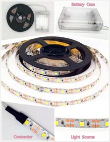 img 2 attached to 💡 Battery Powered LED Strip Lights - Flexible Ribbon Light with 300 LEDs - 5M / 16.4ft - Cool White Illumination