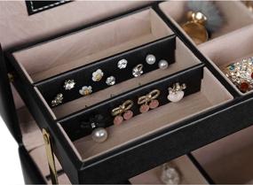 img 1 attached to 🎁 SONGMICS Jewelry Box: Lockable Mirrored Storage Case for Girls - Stylish Gift Idea, Black UJBC114