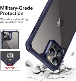 img 3 attached to 📱 Чехол ESR Air Armor для iPhone 12 Pro Max - Защита от падений военного класса, Ударопоглощающие углы, Защита от пожелтения твердой задней панели, Устойчивость к царапинам, Гибкая рамка - 6,7 дюйма, Прозрачный синий.