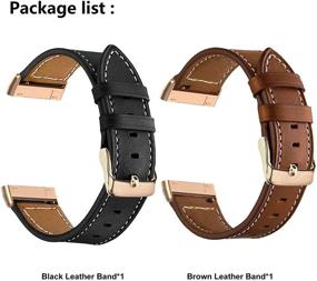 img 1 attached to LDFAS Leather Band 2-Pack for Fitbit Sense/Versa 3 - Women-Men Accessory Watch Straps with Rose Gold Metal Buckle - Brown+Black
